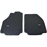 Leather Floor Mats for Ferrari 458 GT2 with White Sewing ER56 Design - AutoWin