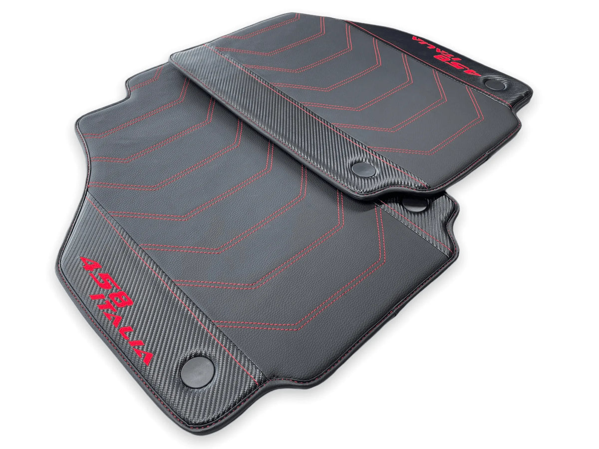Leather Floor Mats For Ferrari 458 Italia 2009-2015 With Carbon Fiber - AutoWin
