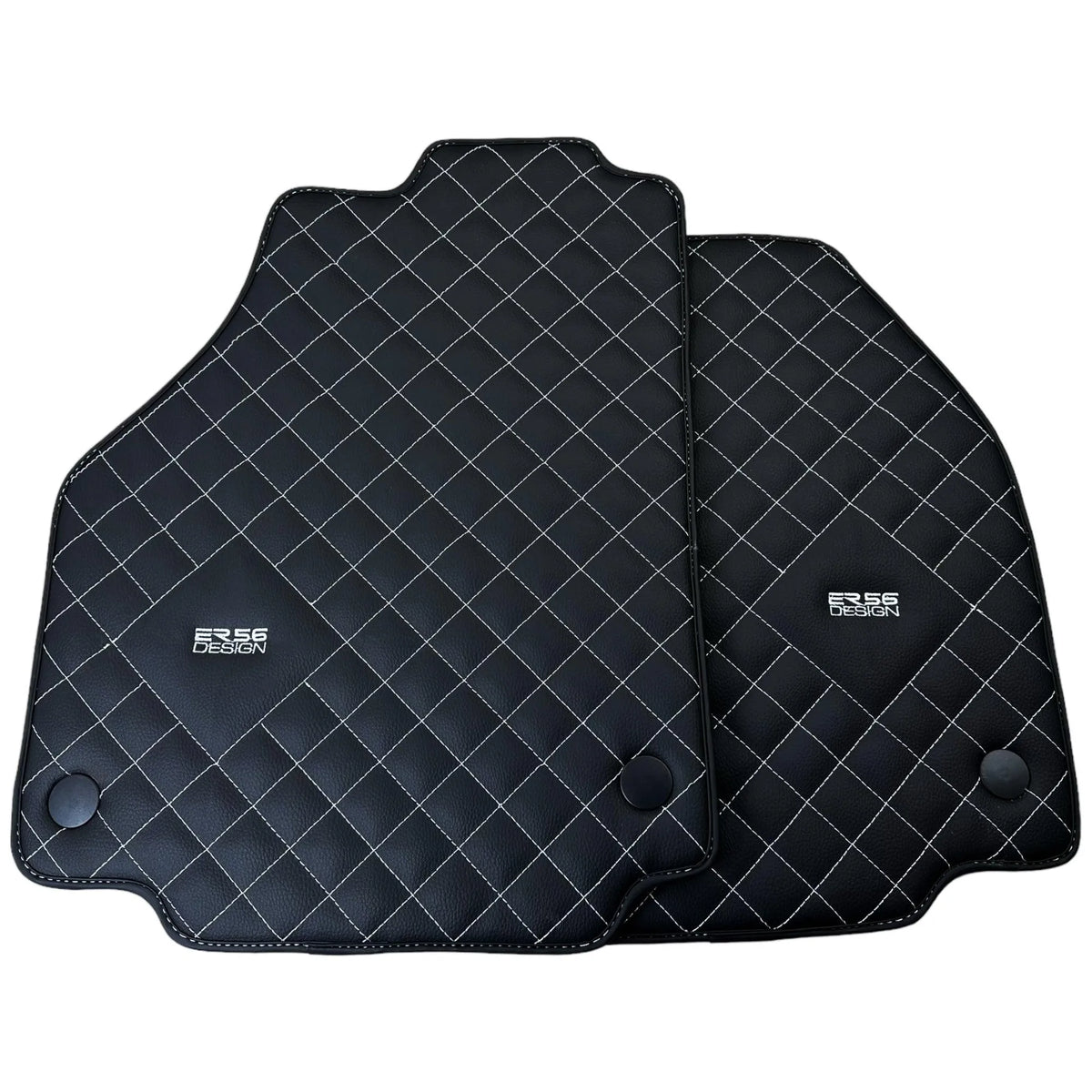 Leather Floor Mats for Ferrari 458 Italia (2009-2015) with White Sewing ER56 Design - AutoWin
