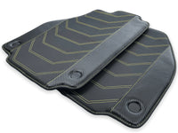 Leather Floor Mats For Ferrari 458 Spider 2012-2015 Black With Yellow Sewing