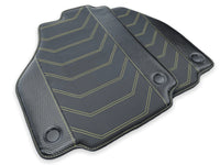 Leather Floor Mats For Ferrari 458 Spider 2012-2015 Black With Yellow Sewing