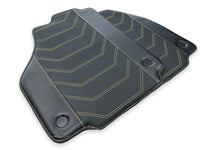 Leather Floor Mats For Ferrari 458 Spider 2012-2015 Black With Yellow Sewing