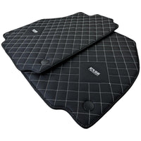 Leather Floor Mats for Ferrari 458 Spider (2012-2015) with White Sewing ER56 Design - AutoWin