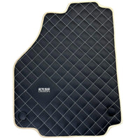 Leather Floor Mats for Ferrari 488 Spider 2015-2022 with White Sewing ER56 Design | Beige Trim - AutoWin