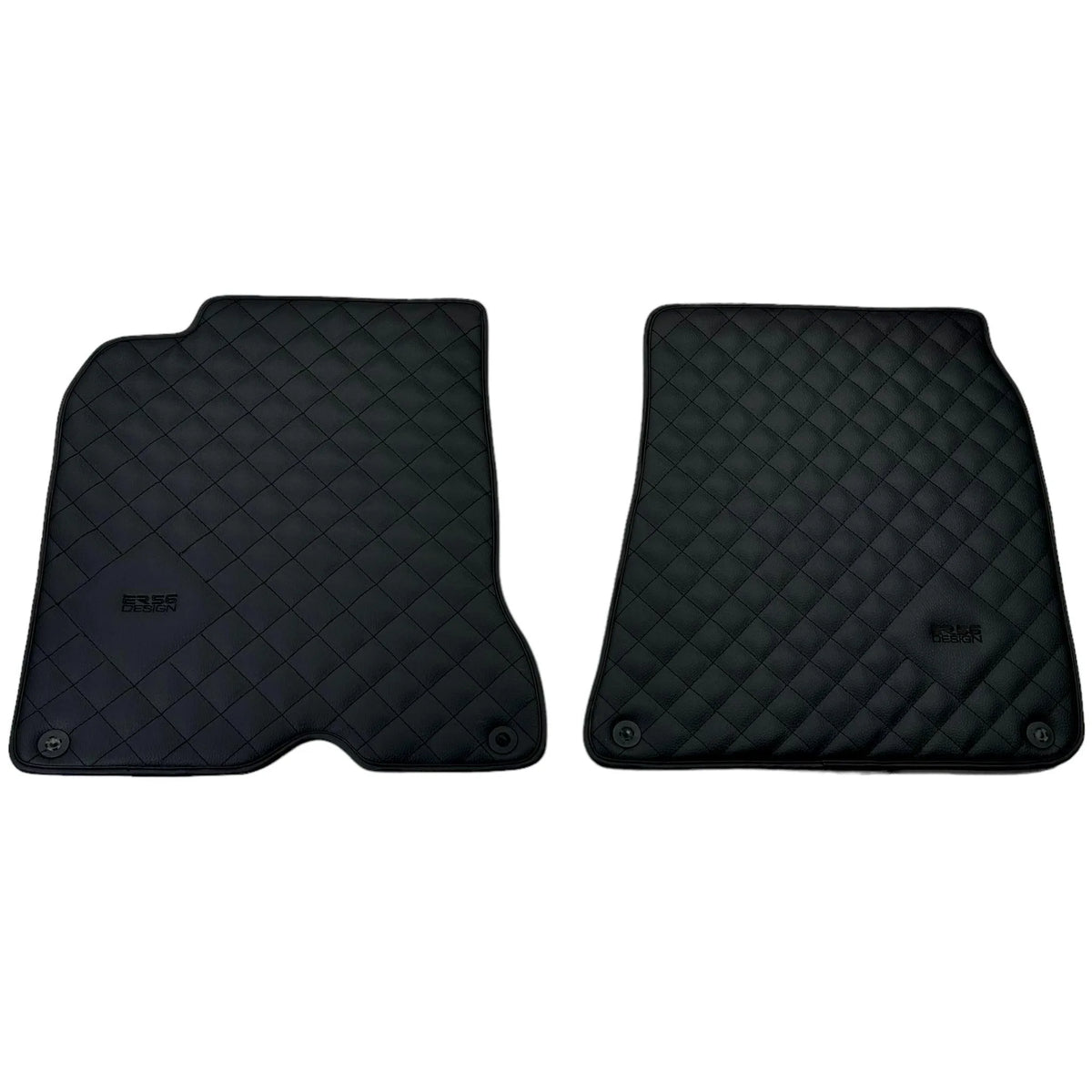 Leather Floor Mats for Ferrari California T (2015-2018) Black Sewing ER56 Design - AutoWin