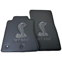 Leather Floor Mats for Ford Mustang GT350 Shelby (2015-2021) with Cobra Sewing - AutoWin
