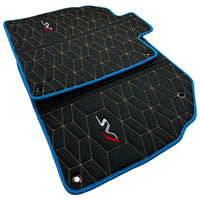Leather Floor Mats for Lamborghini Aventador SVJ Limited Edition with Blue Trim - AutoWin