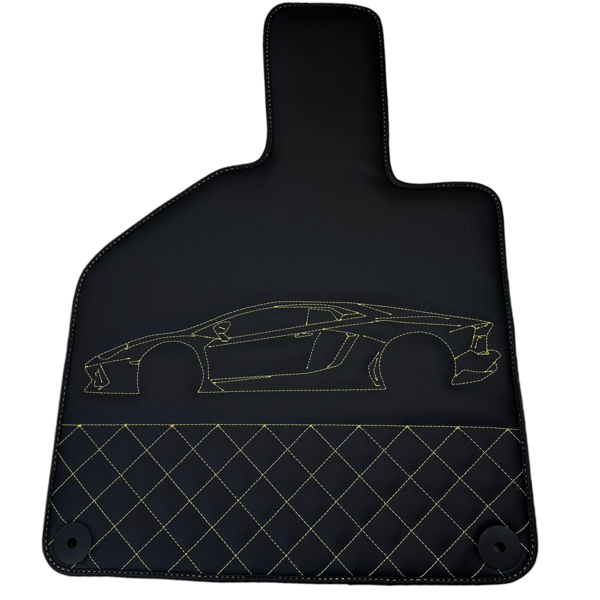 Leather Floor Mats for Lamborghini Huracan Yellow Sewing | ER56 Design - AutoWin