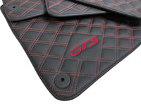 Leather Floor Mats for Porsche Cayenne GTS (2010-2018) Red Sewing - AutoWin