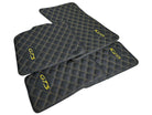 Leather Floor Mats for Porsche Cayenne GTS (2010-2018) Yellow Sewing - AutoWin
