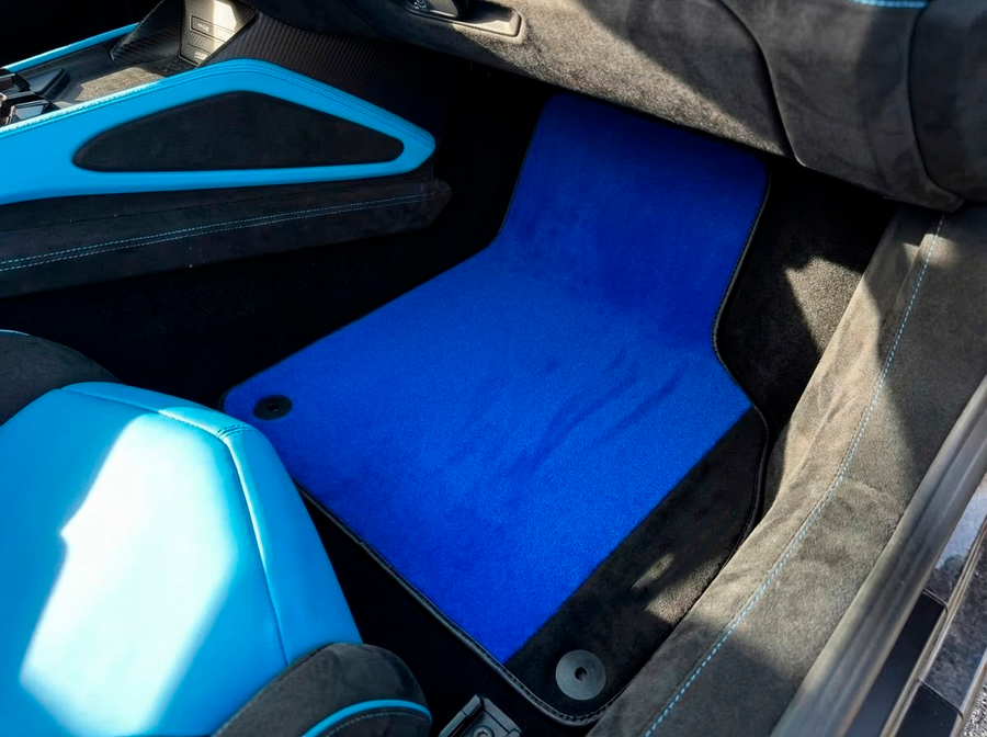 Skreddersydde blå Bilmatter for Lamborghini Aventador med Alcantara-lær