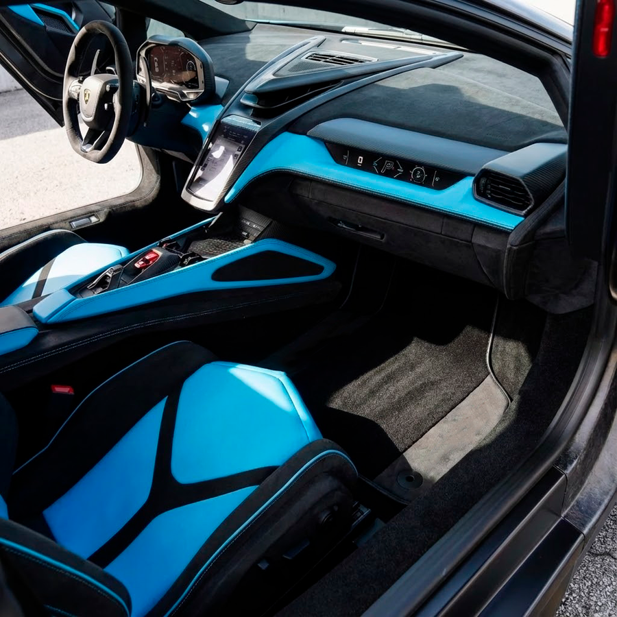 Skreddersydde svarte Bilmatter for Lamborghini Aventador S med Alcantara-lær
