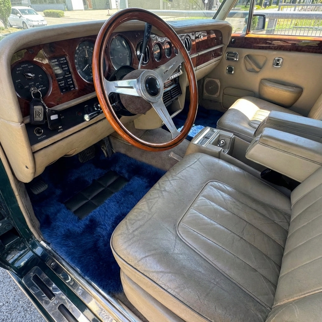 Navy Blue Sheepskin Floor Mats for Rolls Royce Wraith (2013–2023) | ER56 Design
