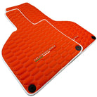 Orange Leather Floor Mats for Lamborghini Huracan with White Trim - AutoWin