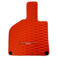 Orange Leather Floor Mats for Lamborghini Huracan with White Trim - AutoWin
