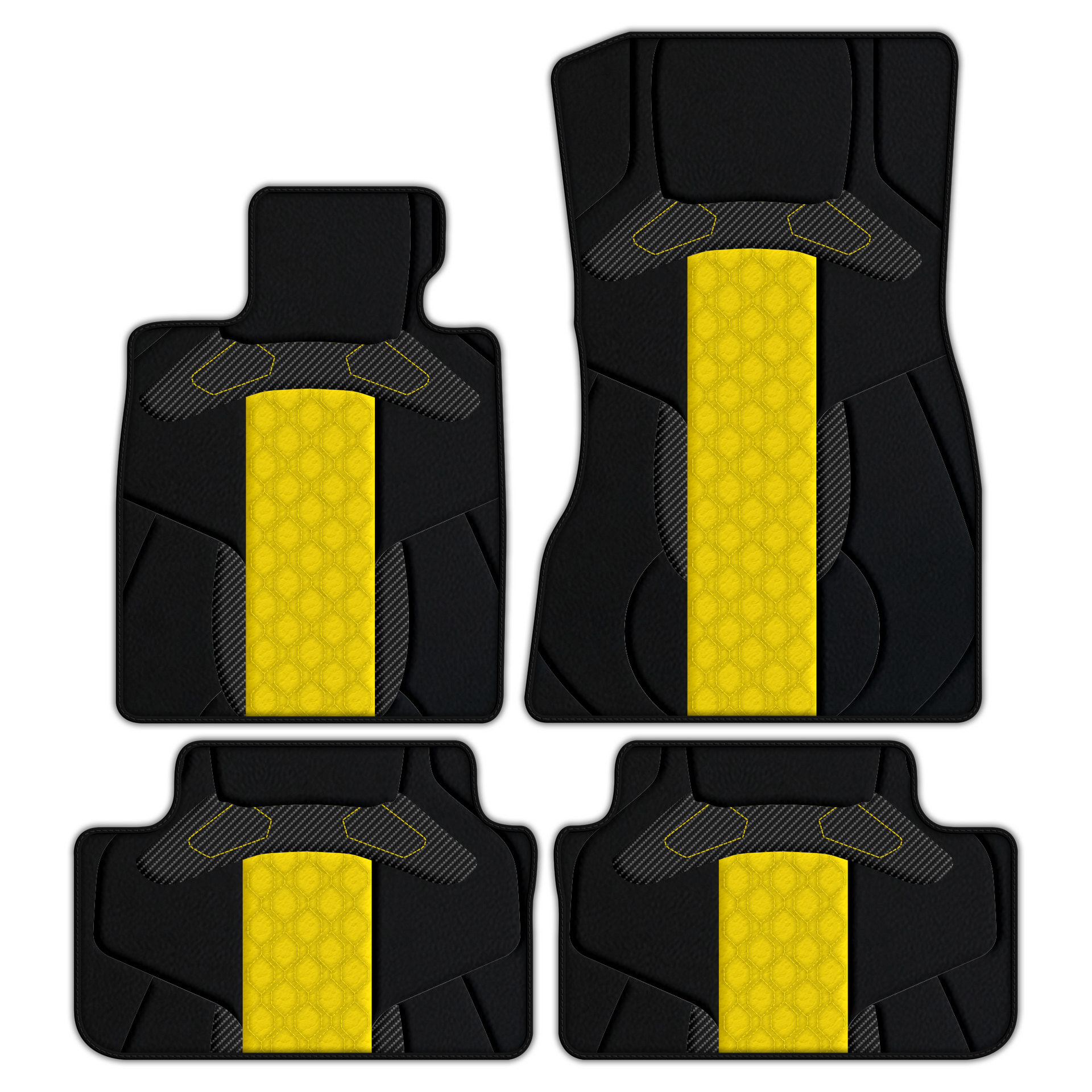 Premium Customizable Leather Floor Mats with AW45 Pattern installed in BMW M8 F93 (2020-2025) Gran Coupe, showcasing luxury and style.