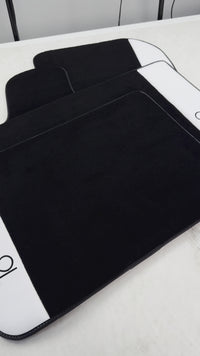 Schwarze Fußmatten für Rolls Royce Black Badge Cullinan weißes Leder