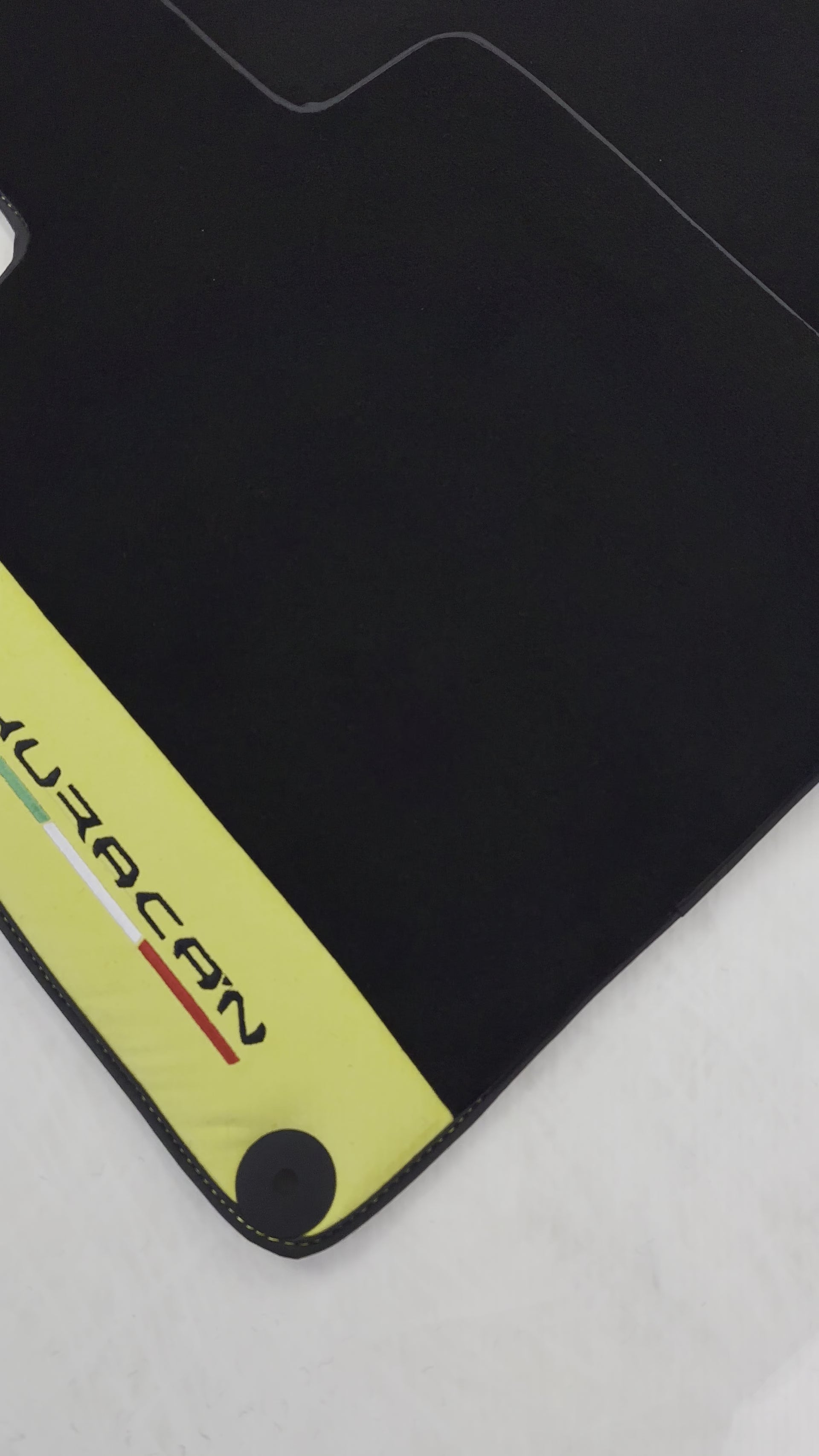 Black Floor Mats for Lamborghini Huracan with Yellow Alcantara Leather - AutoWin.EU