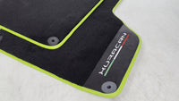 Black Floor Mats for Lamborghini Huracan With Alcantara Leather Green Trim