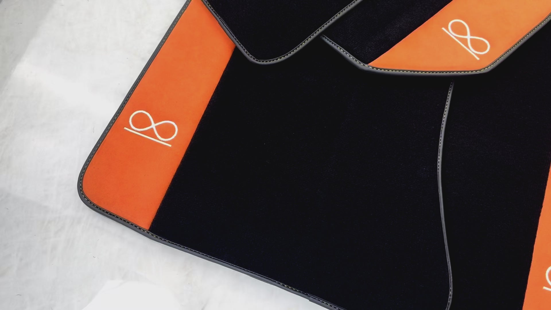 Black Floor Mats for Rolls Royce Black Badge Ghost Series II (2021-2024) with Orange Alcantara - AutoWin