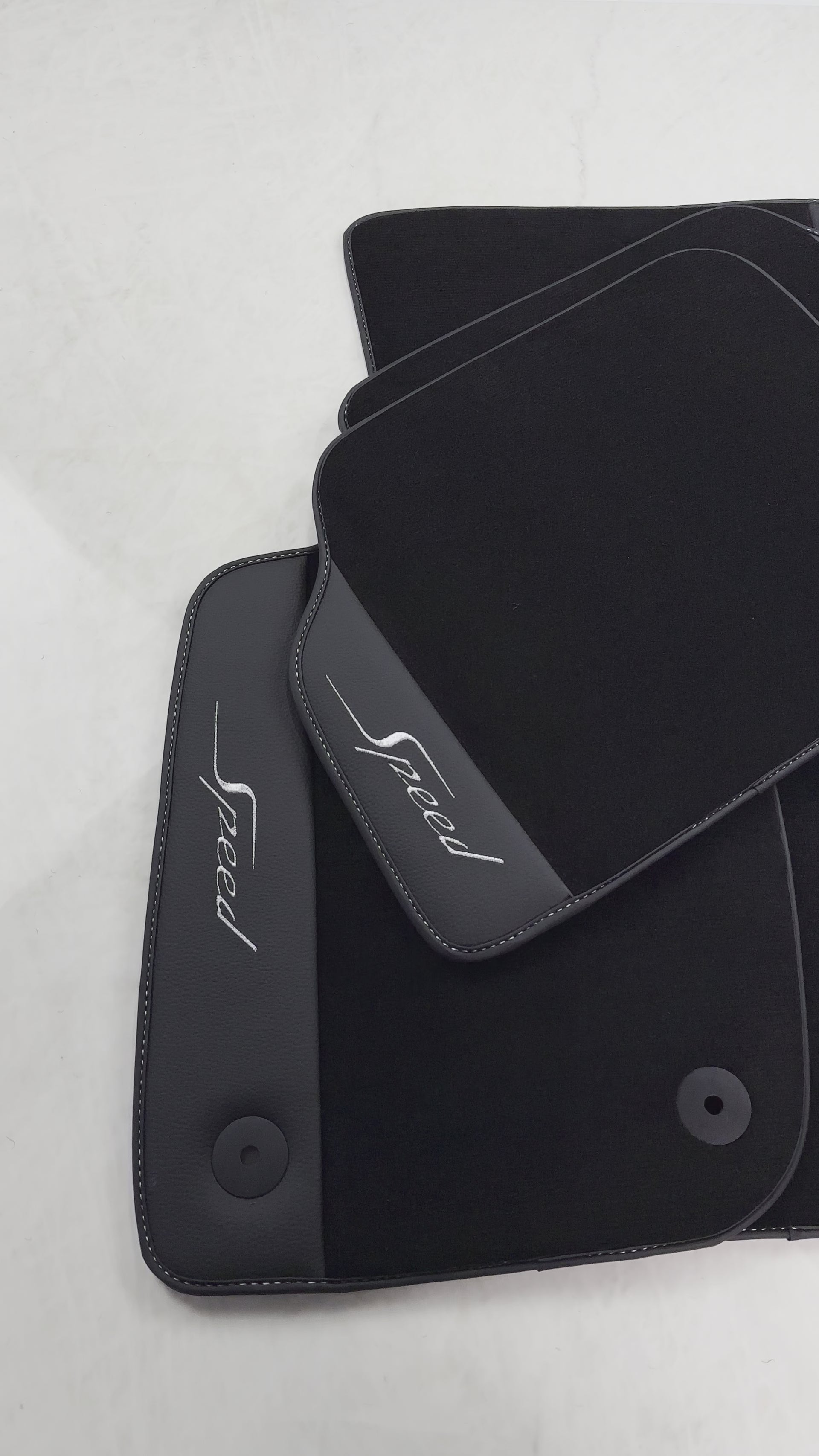 svarte bilmatter for Bentley Continental GT (2018–2023) Speed med lær - AutoWin