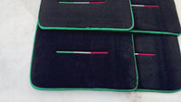 Schwarze Fußmatten für Ferrari Purosangue mit grünem Rand | Italienische Ausgabe