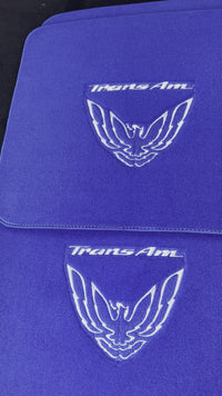 Blue Floor Mats for Pontiac Third Generation FireBird (1982-1992) with Trans Am Logo