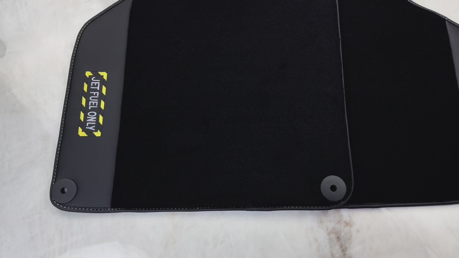 Black Floor Mats with Leather for Lamborghini Huracan (2014-2023) - Fighter Jet Edition - AutoWin.EU