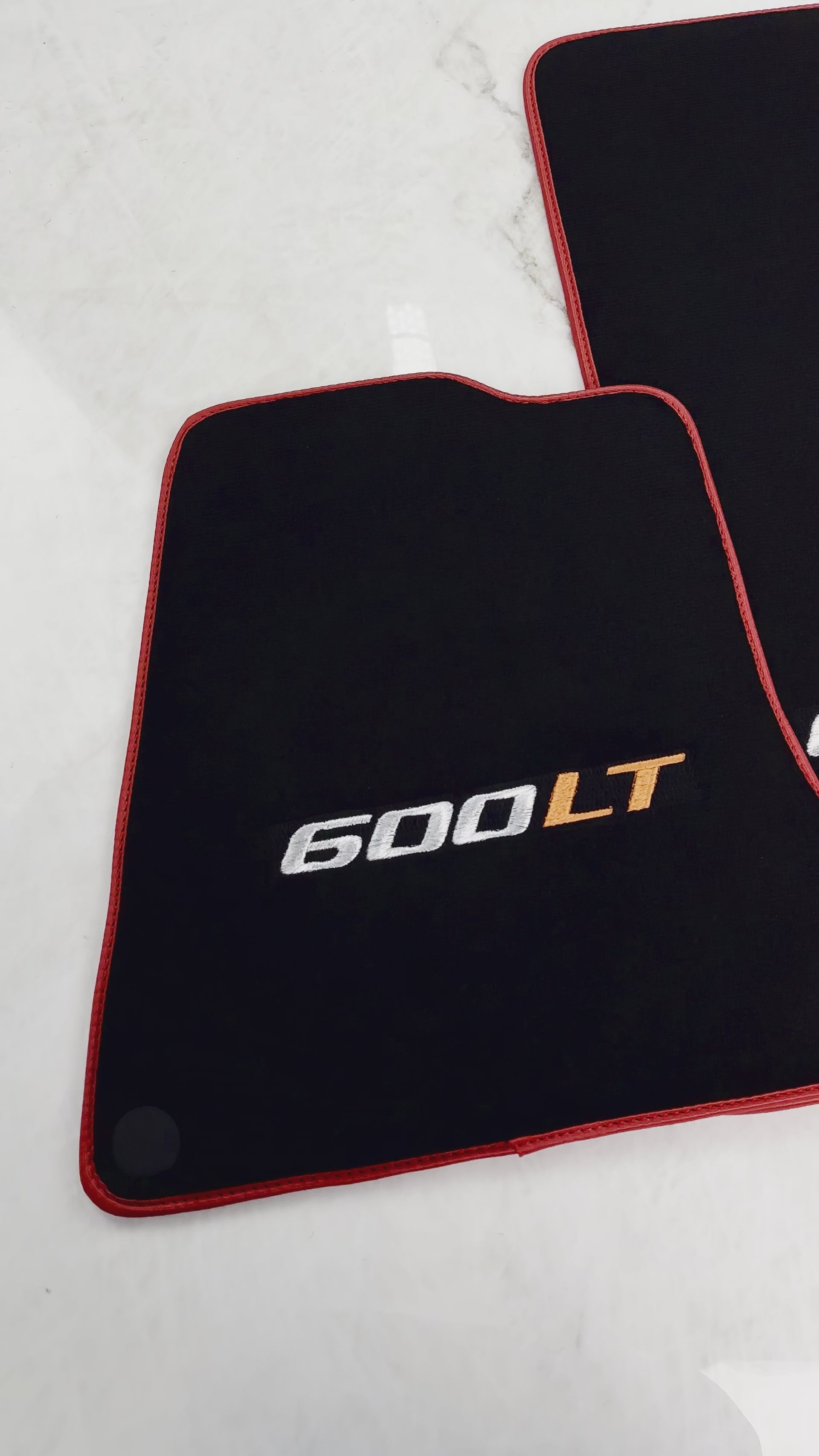 Black Floor Mats for McLaren 600 LT (2018-2020) With Red Trim - AutoWin.EU
