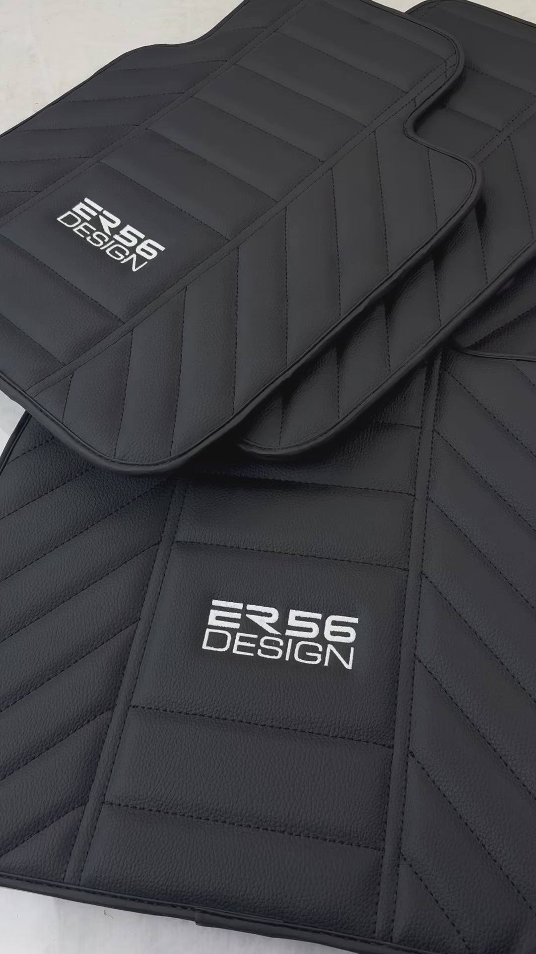 Svarte lærmatter til Rolls Royce Black Badge Wraith ER56 Design - AutoWin.EU