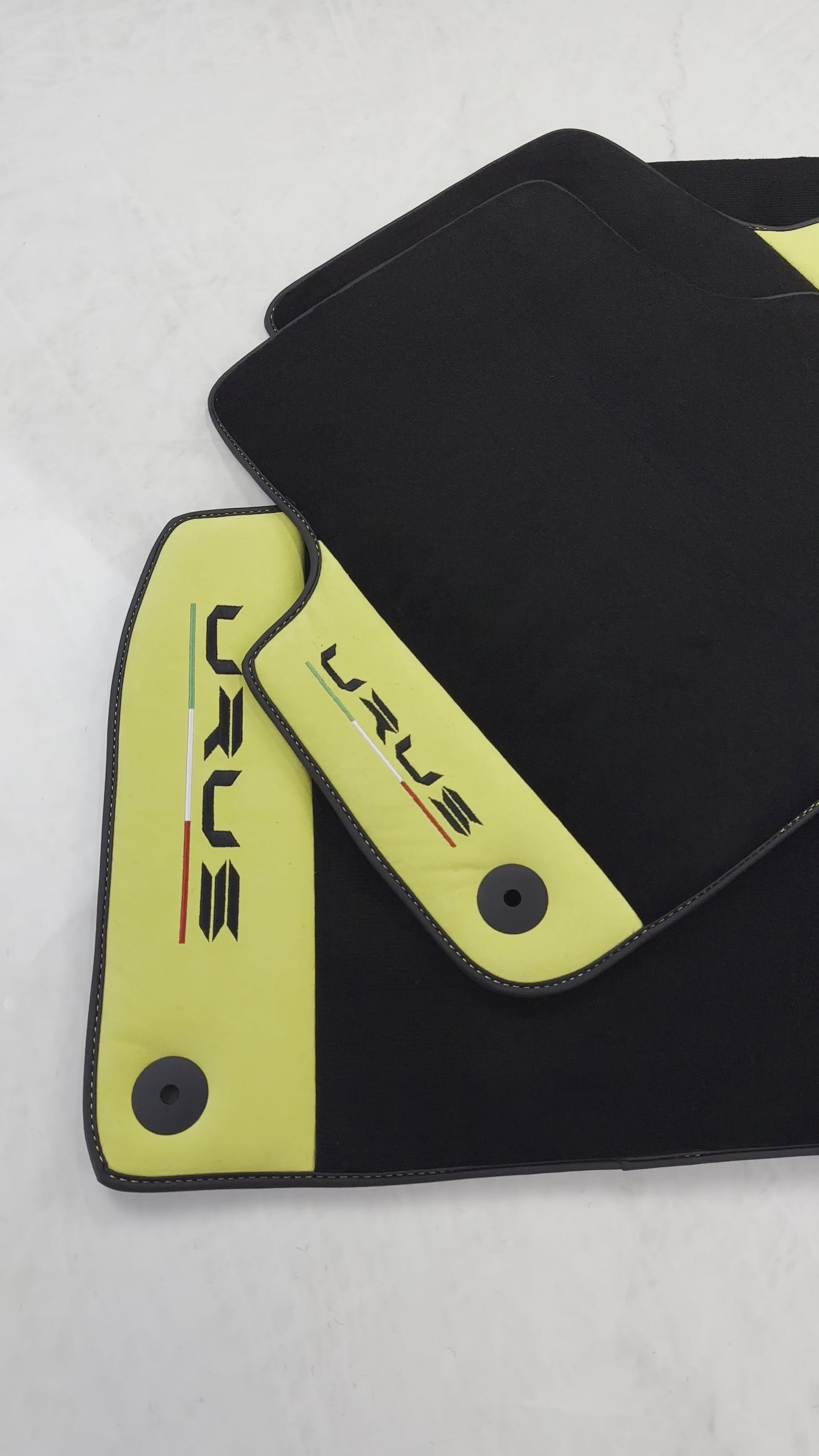 Black Floor Mats For Lamborghini Urus With Yellow Alcantara Leather - AutoWin.EU