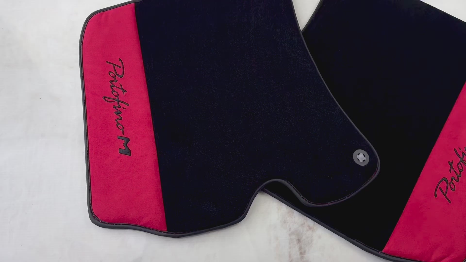 Black Floor Mats for Ferrari Portofino M (2018-2023) with Red Alcantara Leather - AutoWin