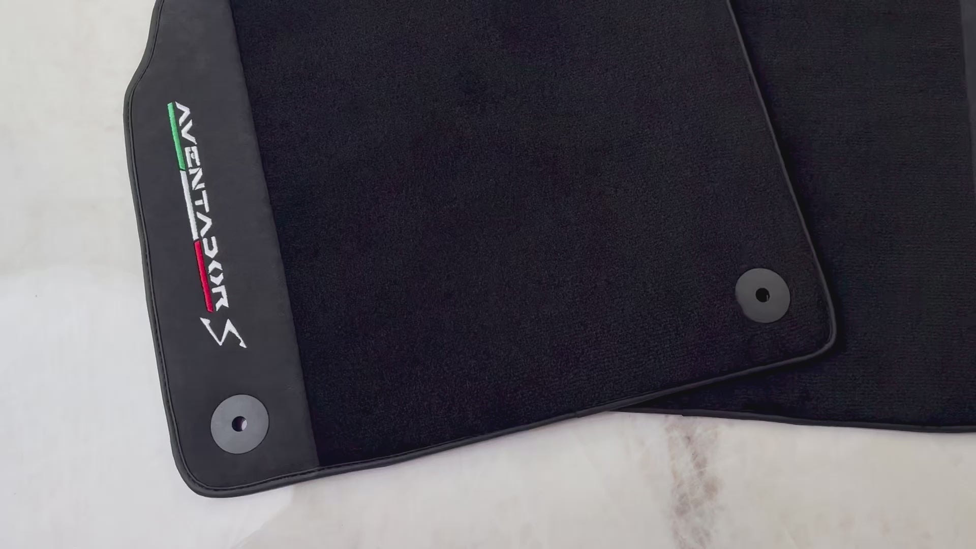 Black Floor Mats for Lamborghini Aventador S with Alcantara Leather - AutoWin.EU