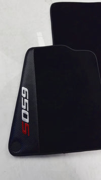 Sorte bilmatter for McLaren 650S skreddersydd med karbonlær