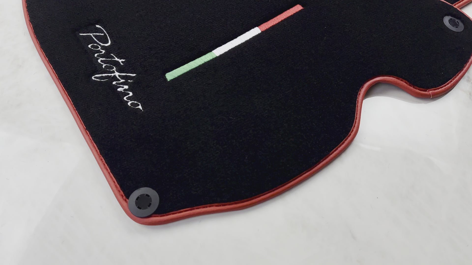 Schwarze Fußmatten für Ferrari Portofino (2018–2023), italienische Ausgabe, mit rotem Rand - AutoWin