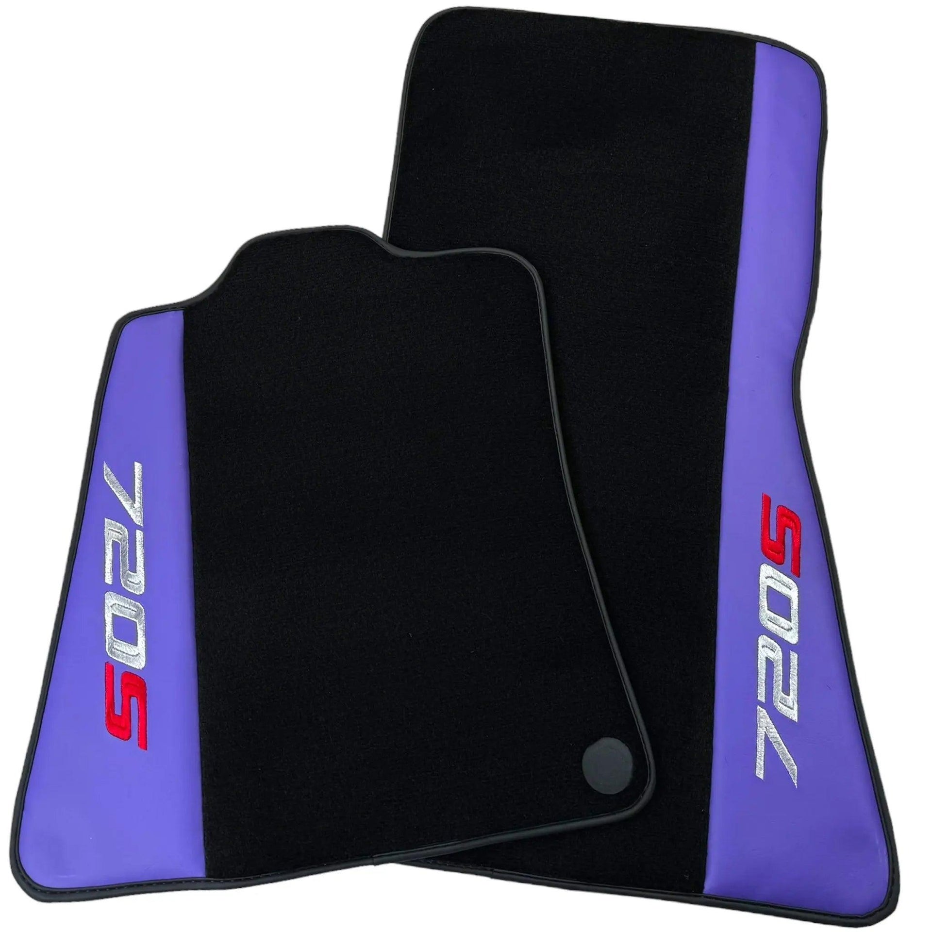 Purple Leather Black Floor Mats for McLaren 720S | Black Trim - AutoWin