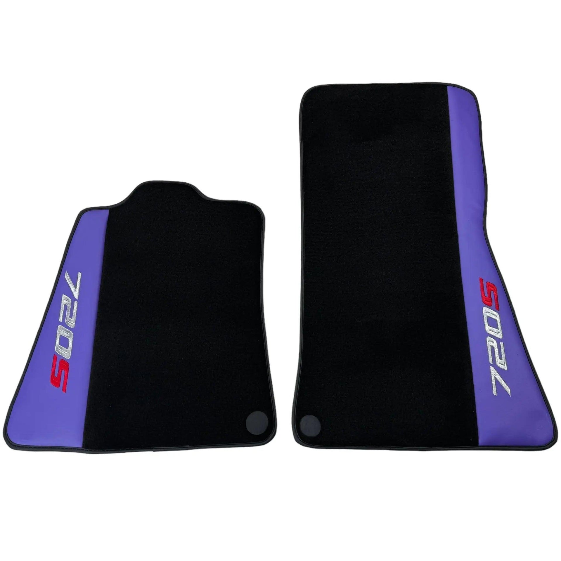 Purple Leather Black Floor Mats for McLaren 720S | Black Trim - AutoWin