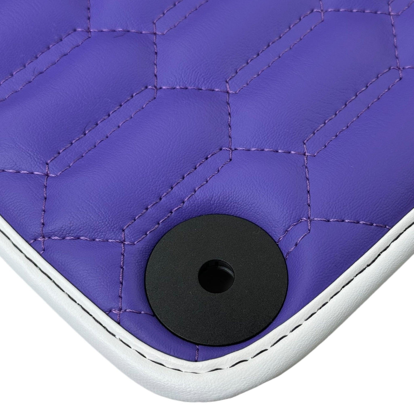 Purple Leather Floor Mats for Lamborghini Huracan with White Trim - AutoWin