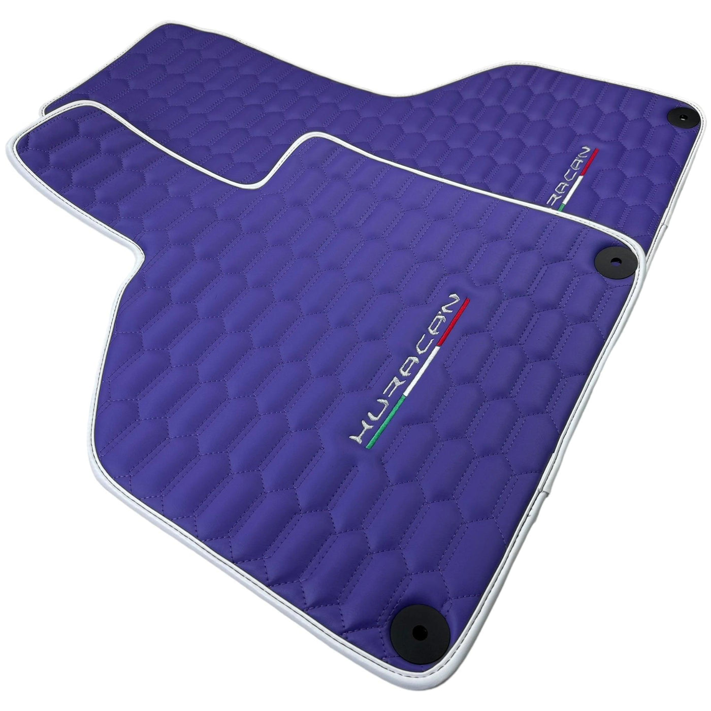 Purple Leather Floor Mats for Lamborghini Huracan with White Trim - AutoWin