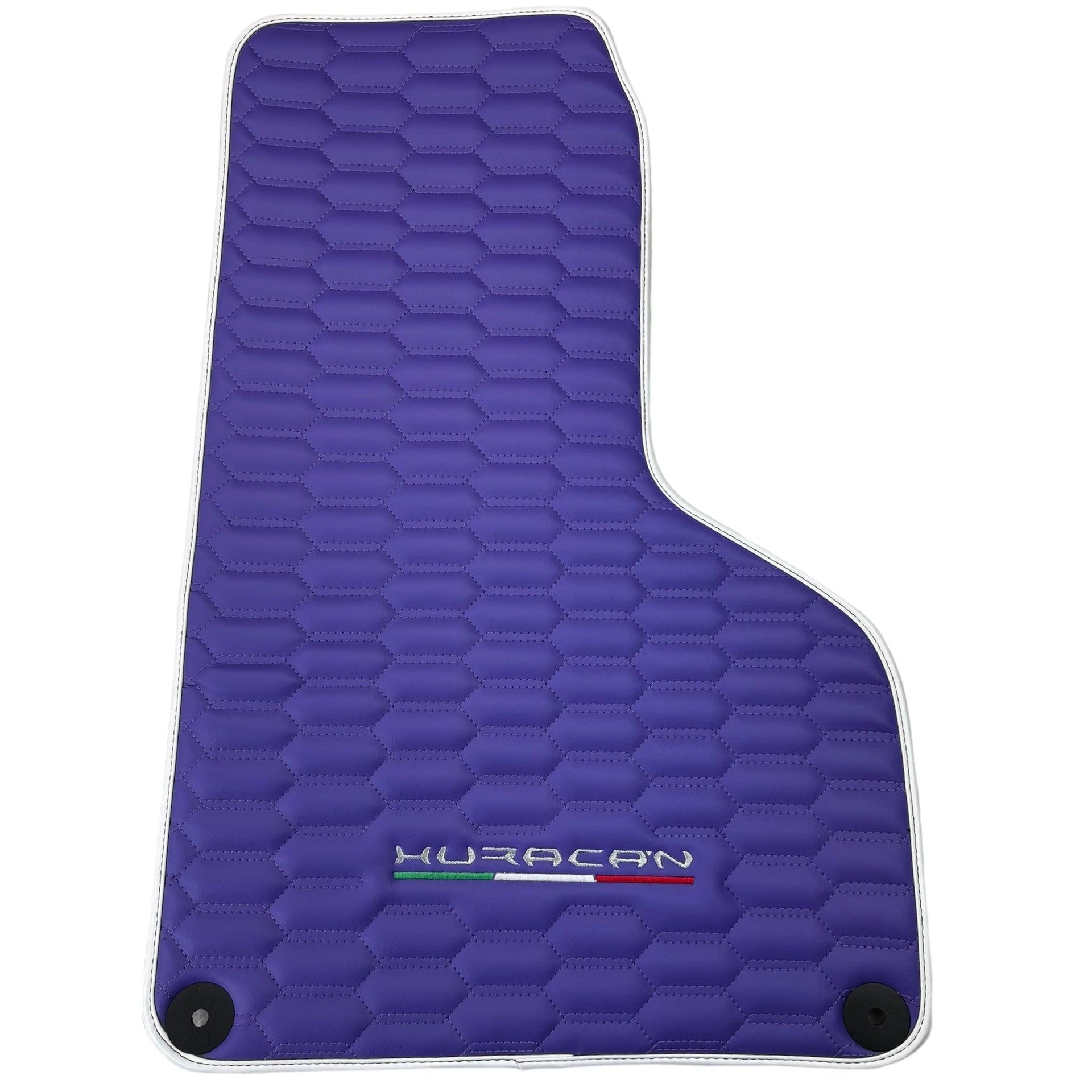 Purple Leather Floor Mats for Lamborghini Huracan with White Trim - AutoWin