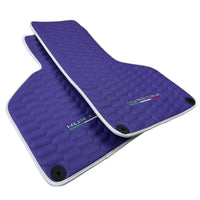 Purple Leather Floor Mats for Lamborghini Huracan with White Trim - AutoWin