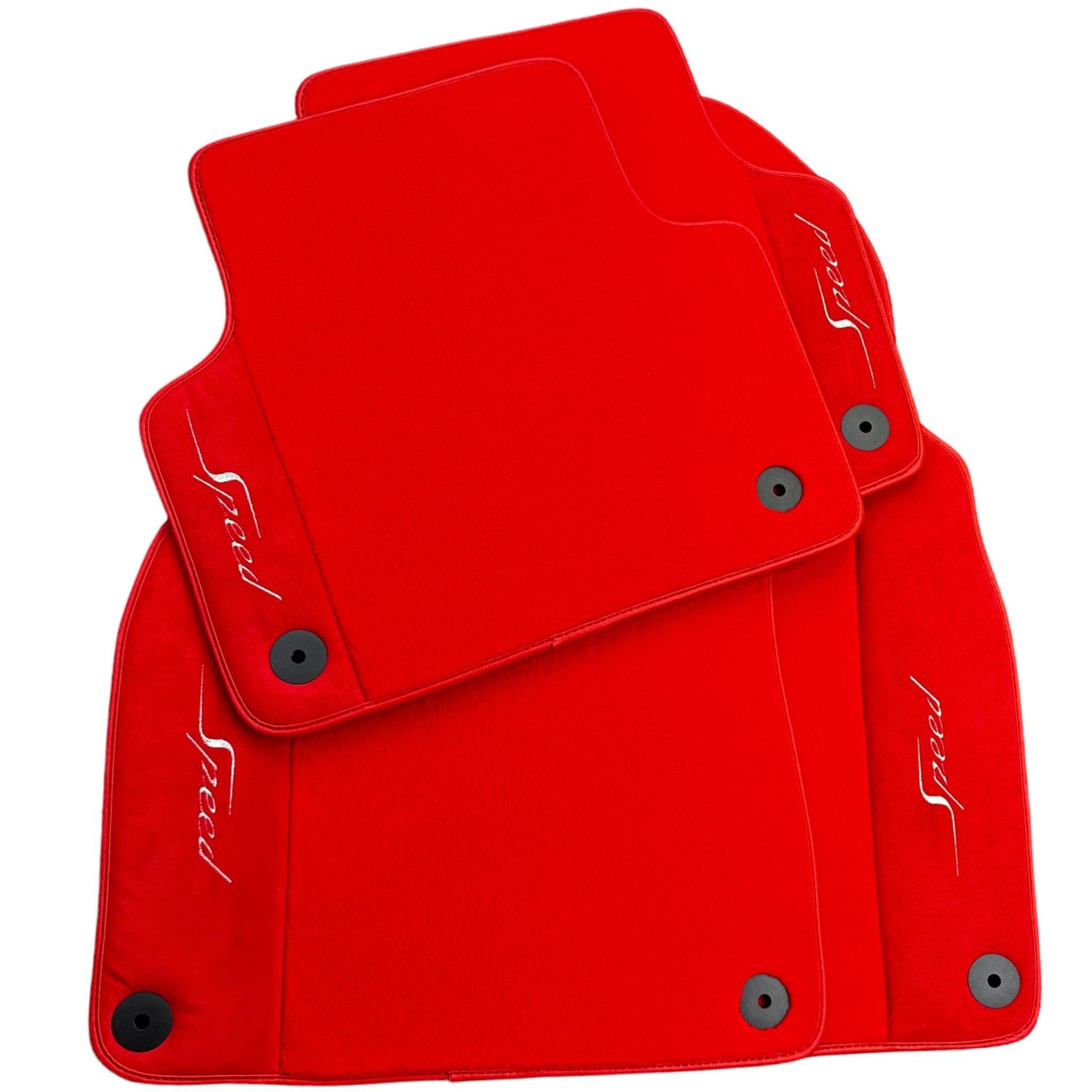 Red Floor Mats For Bentley Bentayga (2015-2023) with Alcantara Leather - AutoWin