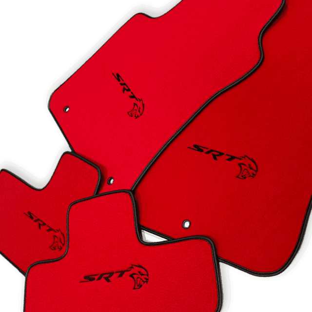 Red Floor Mats For Dodge Challenger SRT 2011-2021 With Emblem Tailored - AutoWin