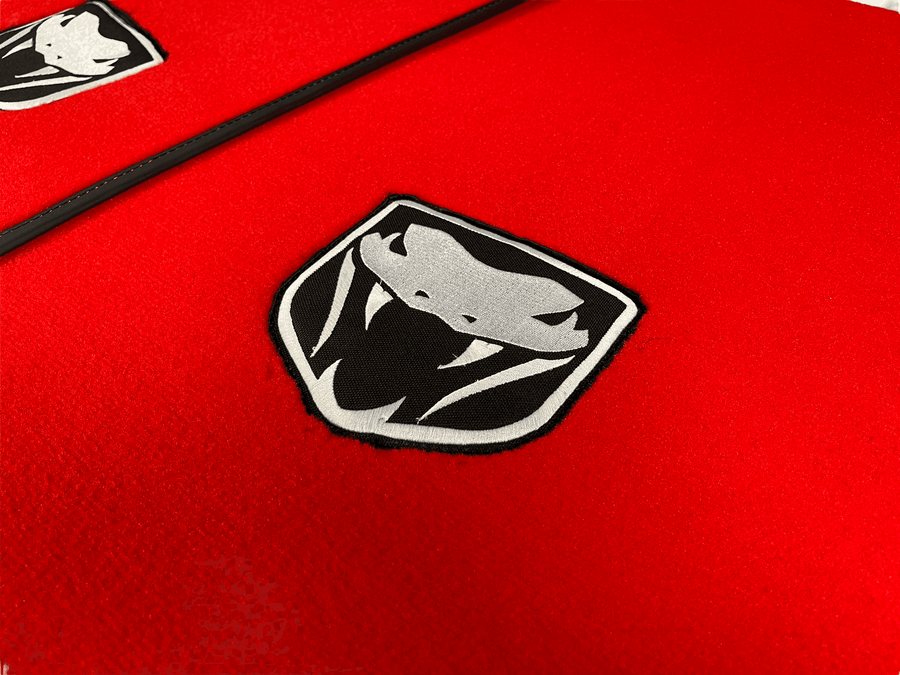 Red Floor Mats For Dodge Viper (2003-2006) With Emblem Tailored - AutoWin