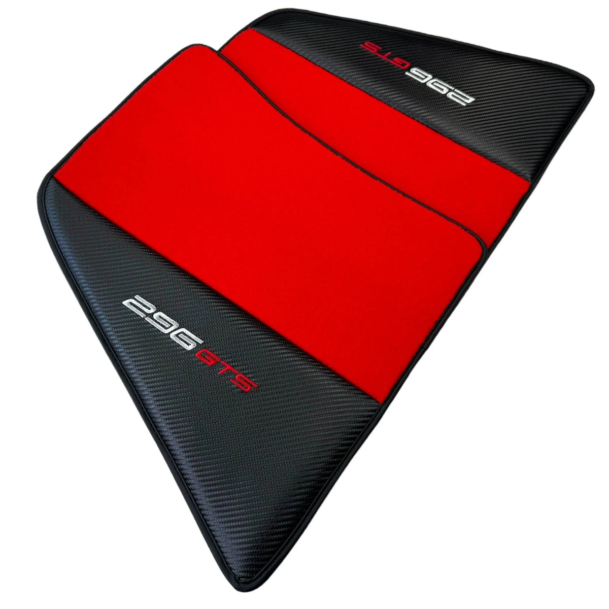 Red Floor Mats for Ferrari 296 GTS (2022-2027) with Carbon Fiber - AutoWin