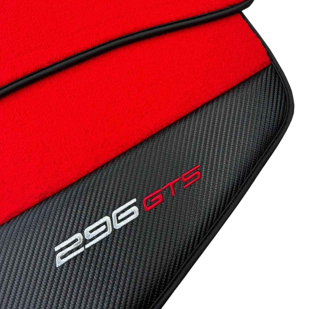 Red Floor Mats for Ferrari 296 GTS (2022-2027) with Carbon Fiber - AutoWin