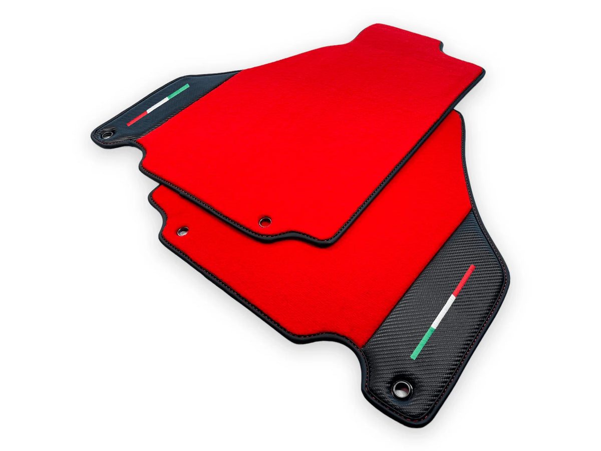 Red Floor Mats For Ferrari 360 Modena 1999-2005 With Carbon Fiber Leather - AutoWin