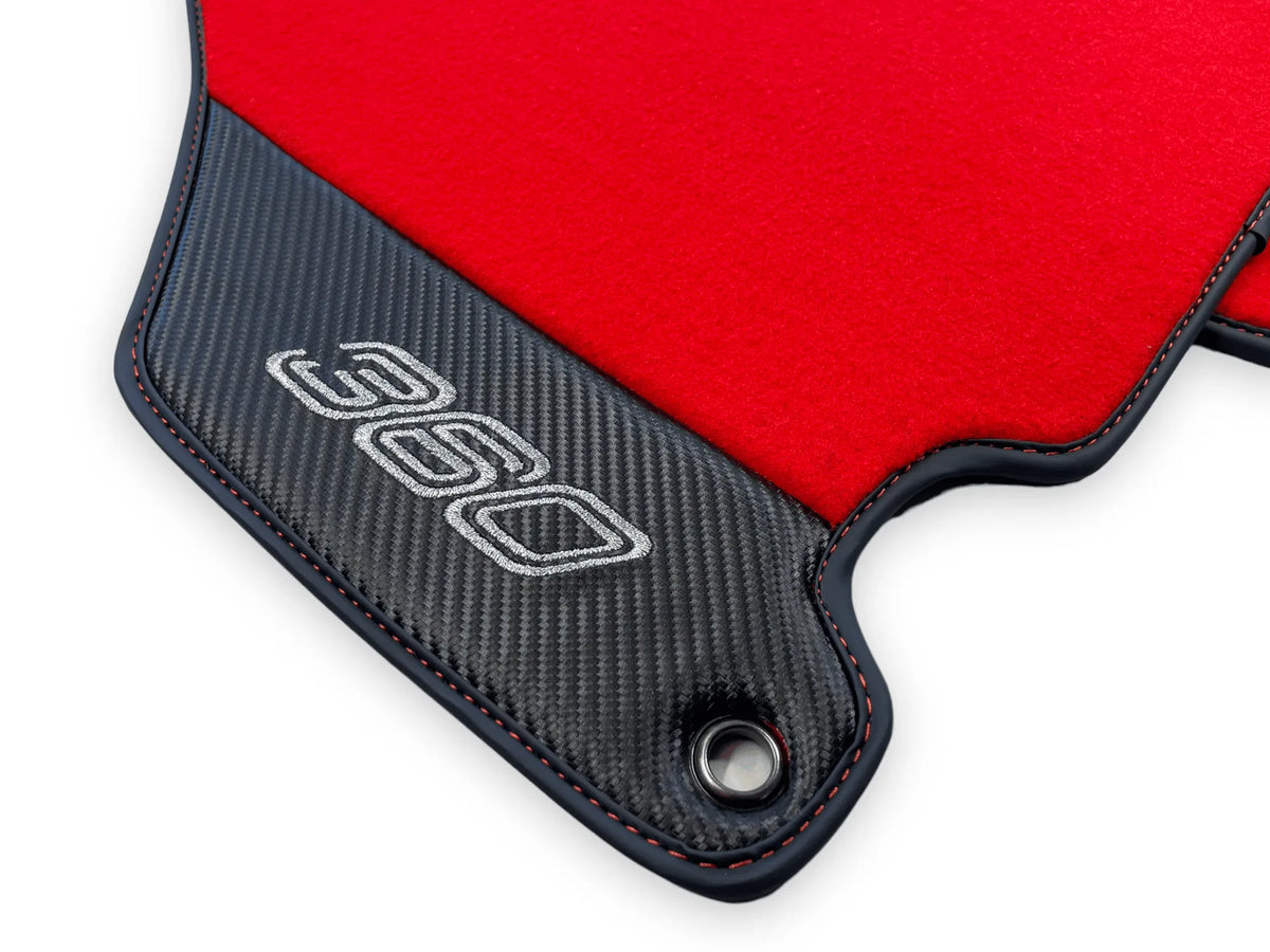 Red Floor Mats For Ferrari 360 Modena 1999-2005 With Carbon Fiber Leather - AutoWin
