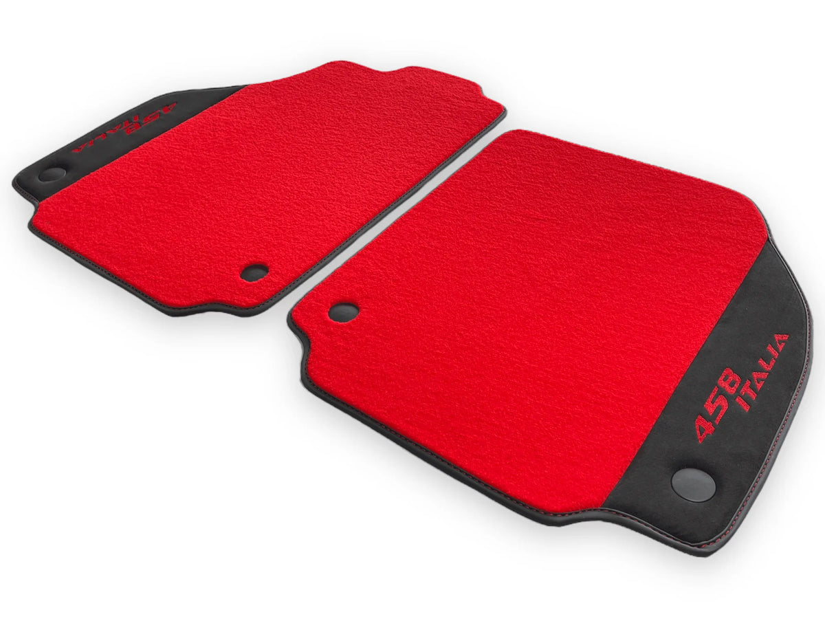 Røde Bilmatter For Ferrari 458 Italia 2009-2015 Svart Alcantara Lær - AutoWin