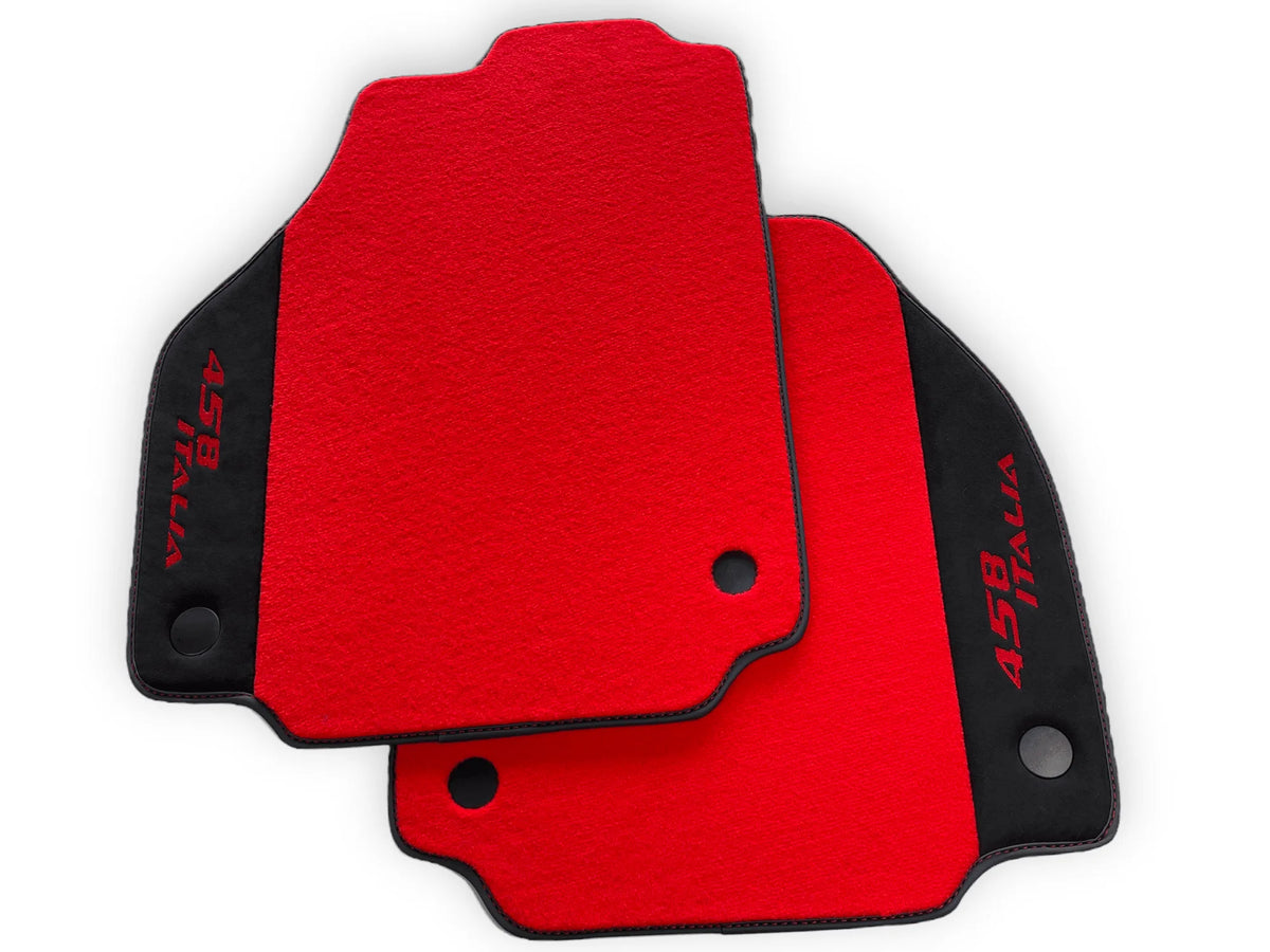 Røde Bilmatter For Ferrari 458 Italia 2009-2015 Svart Alcantara Lær - AutoWin